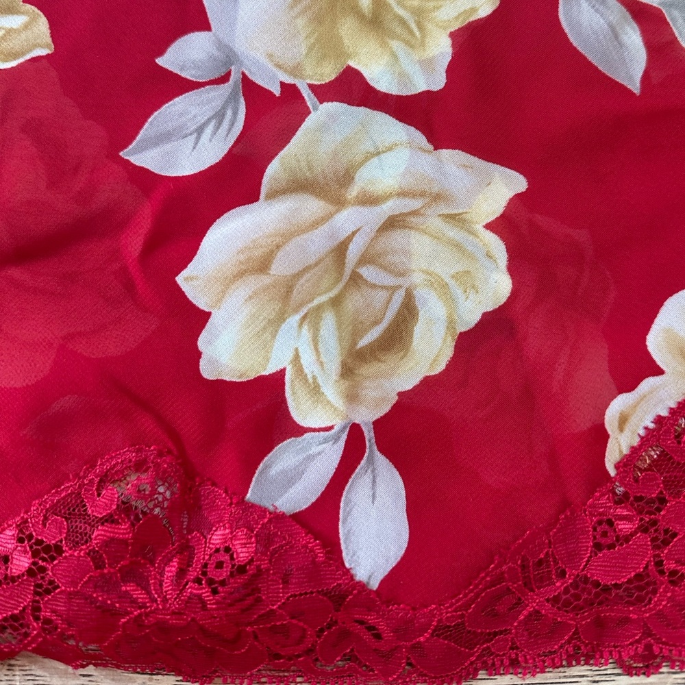 Victoria’s Secret Floral Lace Red négligée Slip lingerie Chemise Medium - Picture 6 of 16